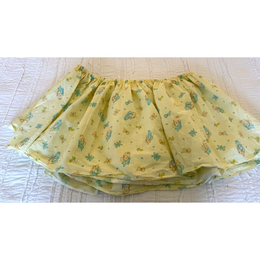 Vintage 1960's Handmade Yellow Baby Crib Skirt Dust Ruffle 16" Drop Nursery